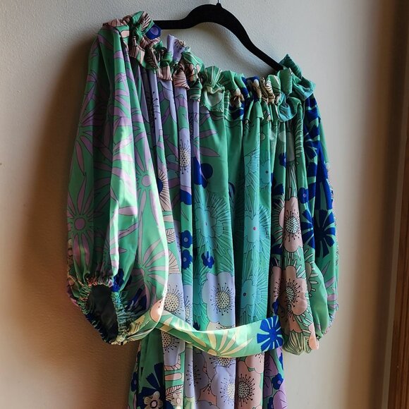 NWT Anthropologie "OOPSCOOL" Off-The-Shoulder Printed Dress Size Large - Picture 12 of 16